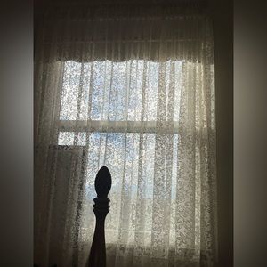 white lace curtains